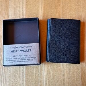 Handcrafted Black Leather Men's Tri Fold Wallet Embossed with " Is it Worth It "